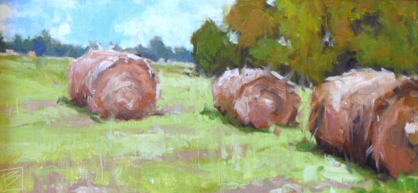 Hay Bales by David Boyd Jr oil on linen 8x16