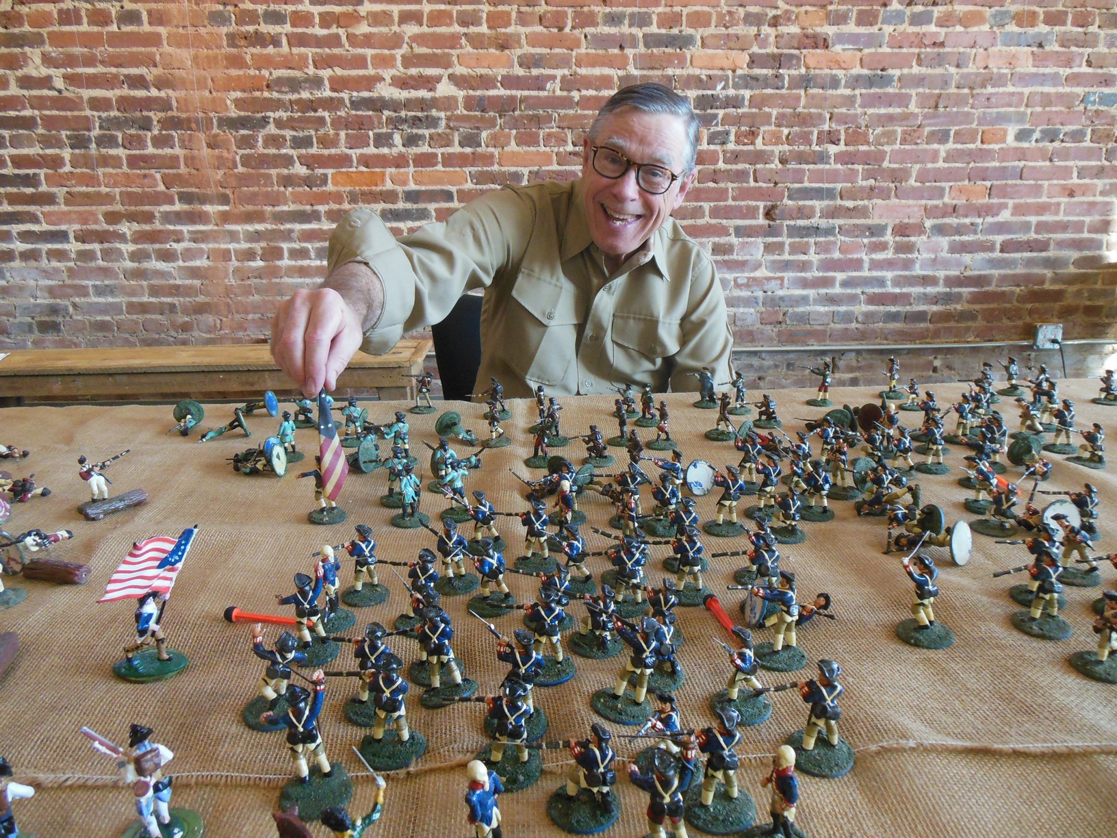 Jeff Lowe and his toy soldiers