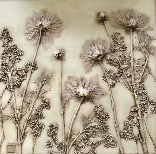 Hope-Dhalias and Eucalyptus-16x16