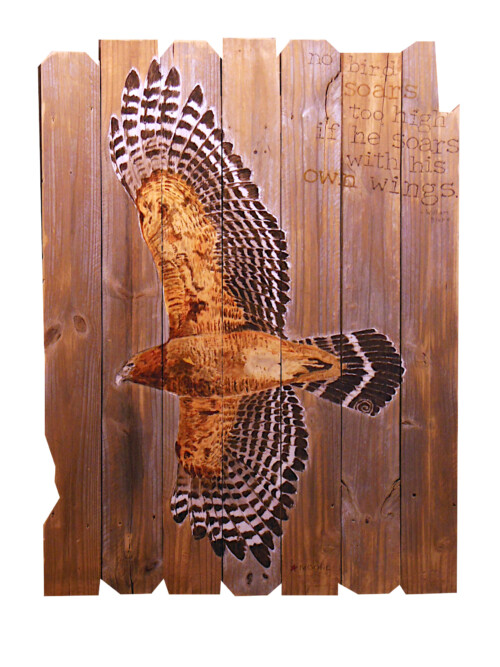 Keith Moore Soars with own wings Red Shoulder Hawk 38x53