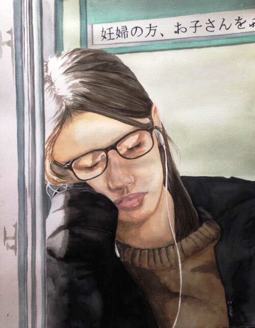 Chris Hagebak Chuo Line watercolour 2021